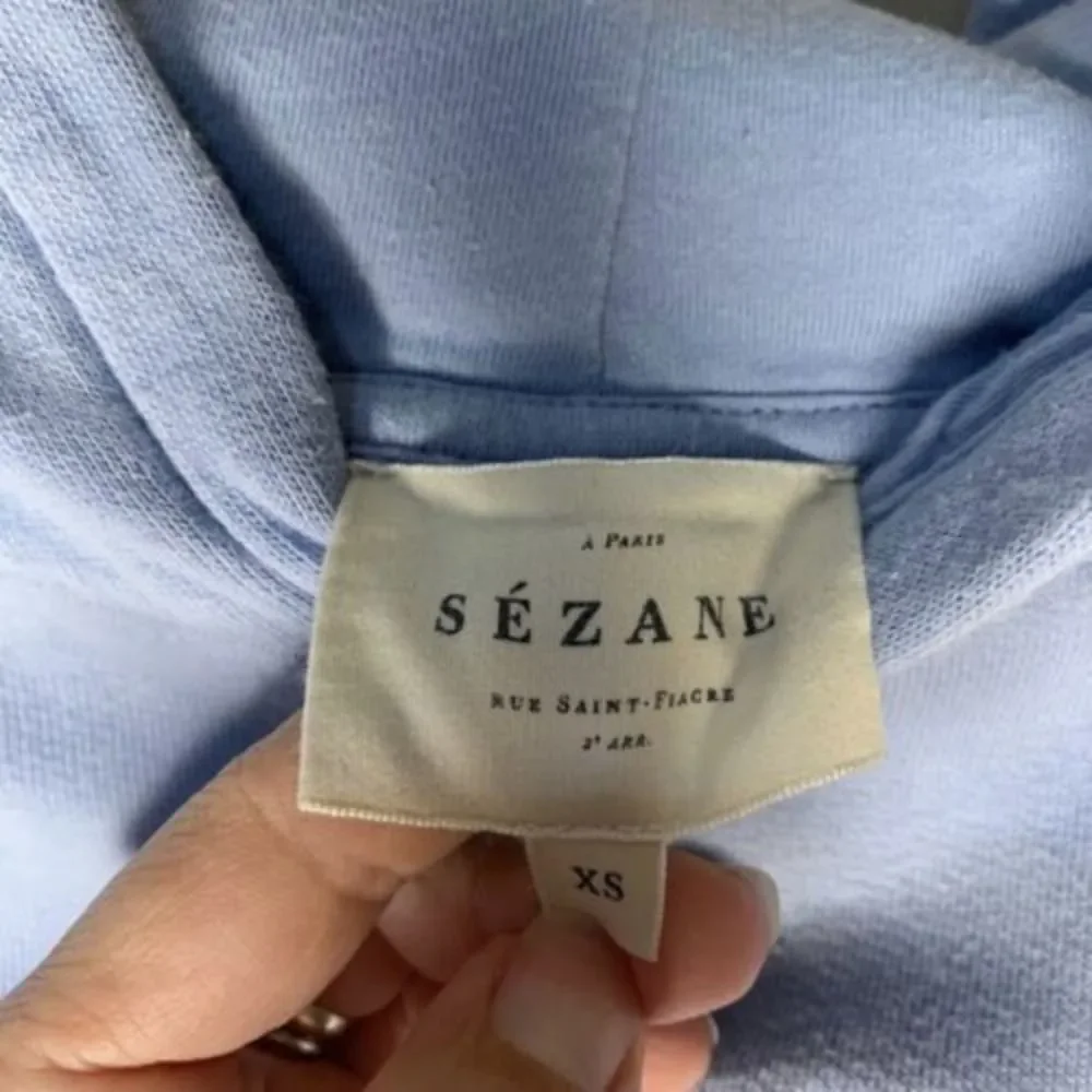 Sezane Hoodie Pullover Sweatshirt Sweat Pacey Sky Blue Women’s Size Extra Small - Picture 3 of 10